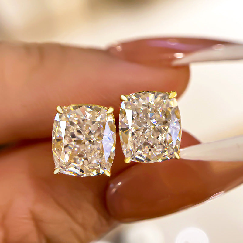 2.0Ct Classic Crushed Ice Cushion Cut Women's Stud Earrings In Sterling Silver