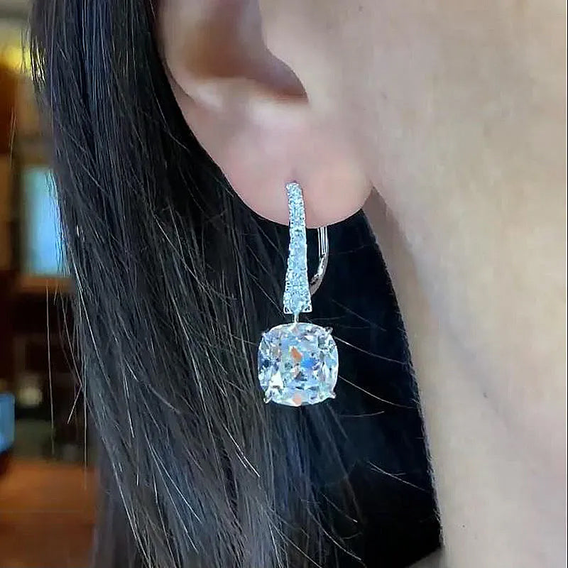 5.5Ct Exquisite Cushion Cut Women's Earrings In Sterling Silver