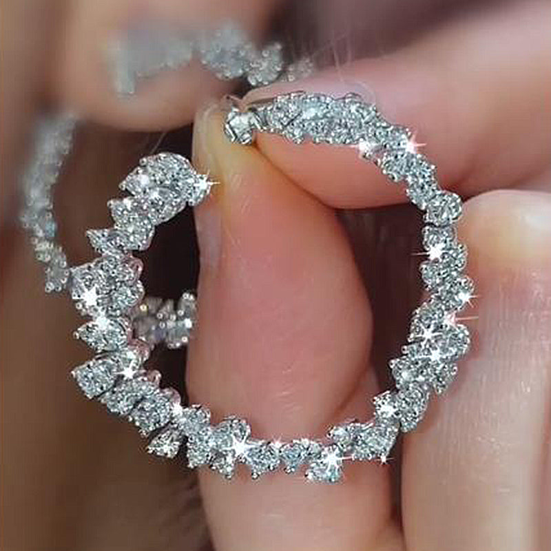 4.0Ct Sparkle Round Cut Women's Hoop Earrings In Sterling Silver