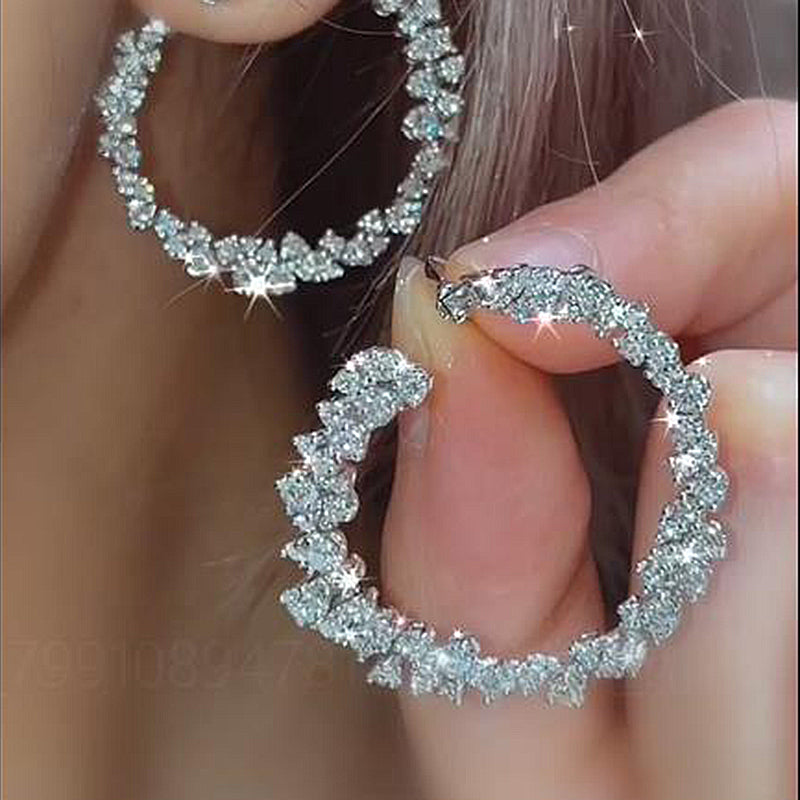 4.0Ct Sparkle Round Cut Women's Hoop Earrings In Sterling Silver