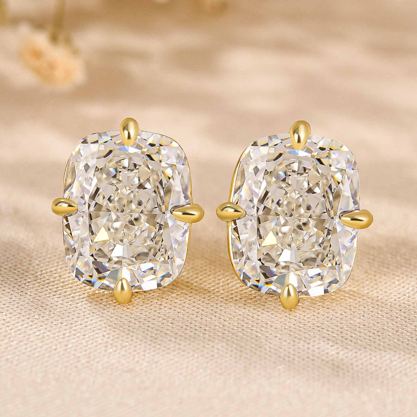 4.0Ct Vintage Cushion Cut Women's Stud Earrings In Sterling Silver