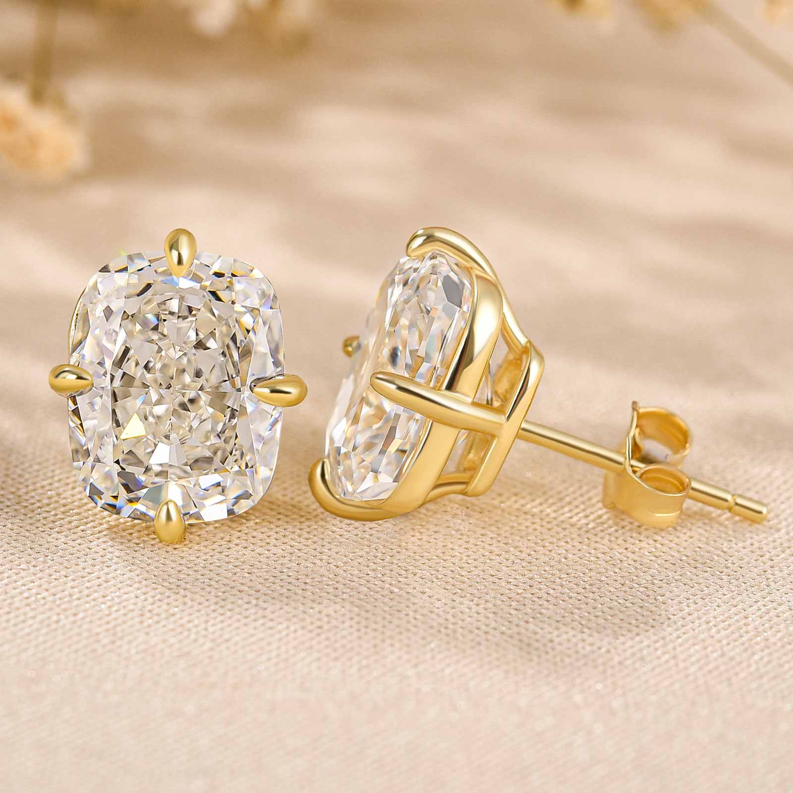 4.0Ct Vintage Cushion Cut Women's Stud Earrings In Sterling Silver