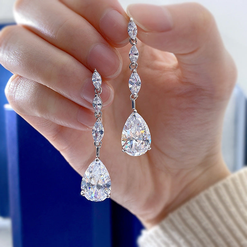 6.5Ct Outstanding Pear Cut Women's Earrings In Sterling Silver