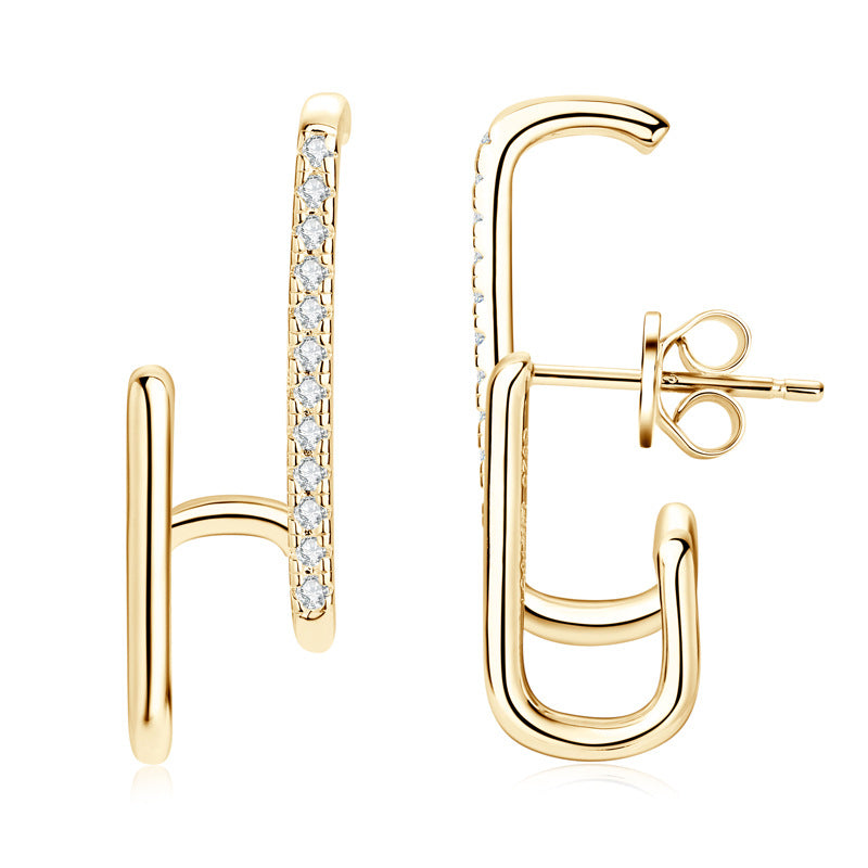0.1Ct Moissanite Stylish Geometric Stud Earrings
