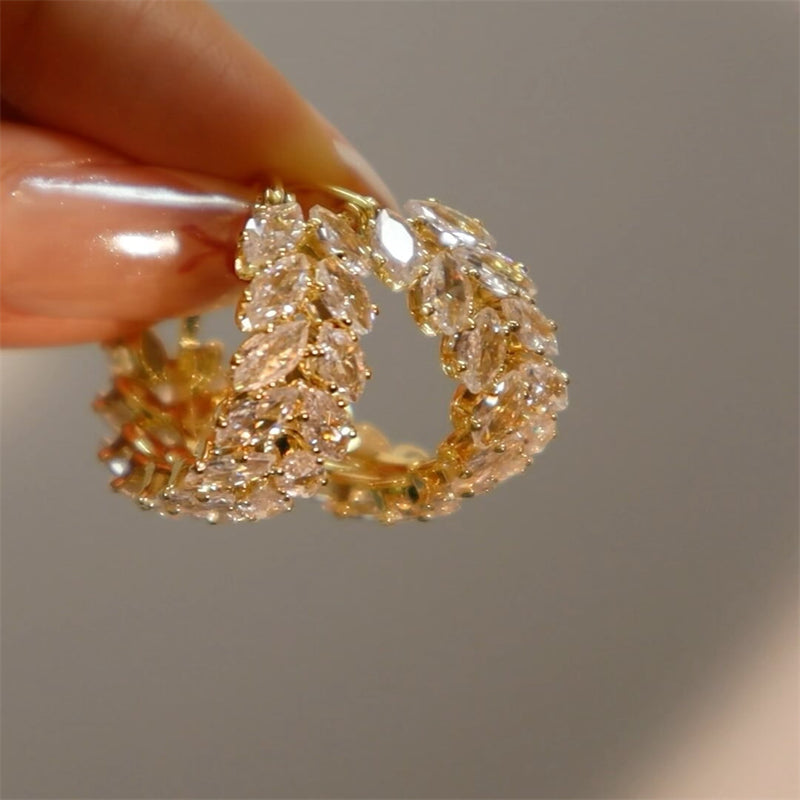 Ahabobo Exquisite Marquise Cut Women's Earrings In Sterling Silver