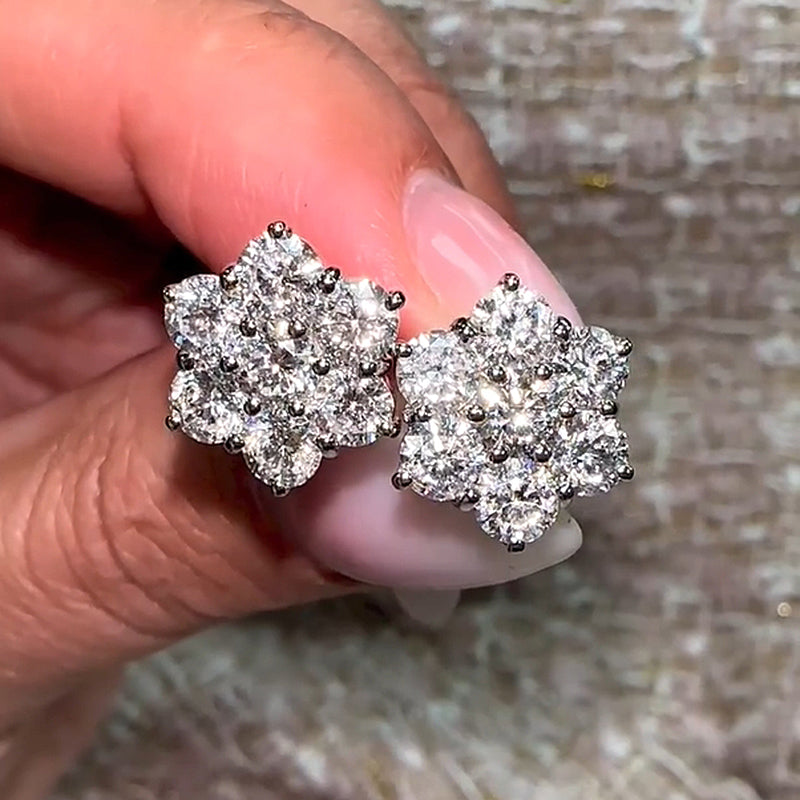 2.0Ct Precious Flower Design Round Cut Earrings