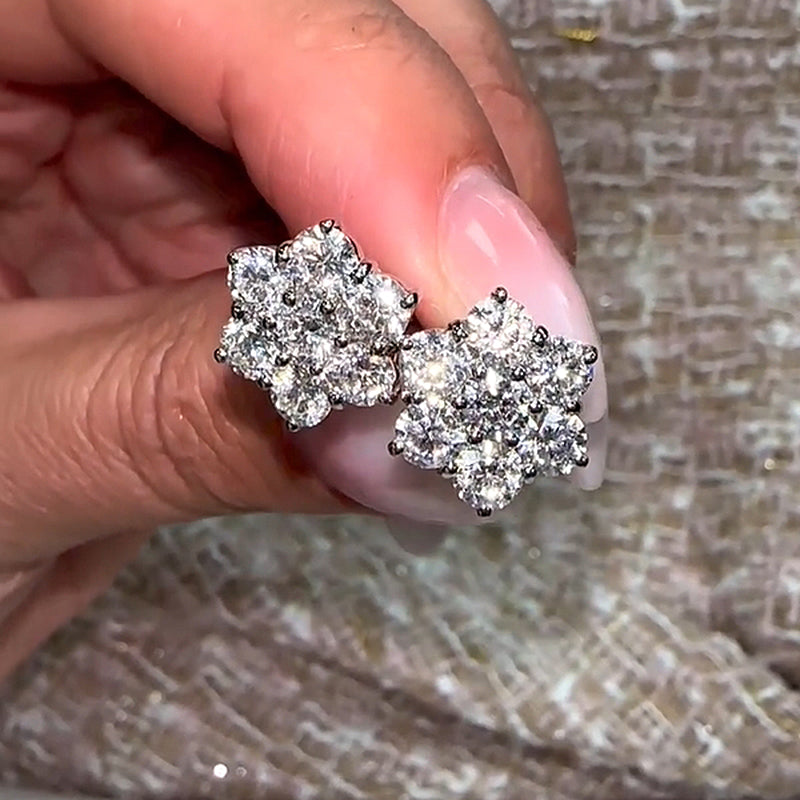 2.0Ct Precious Flower Design Round Cut Earrings