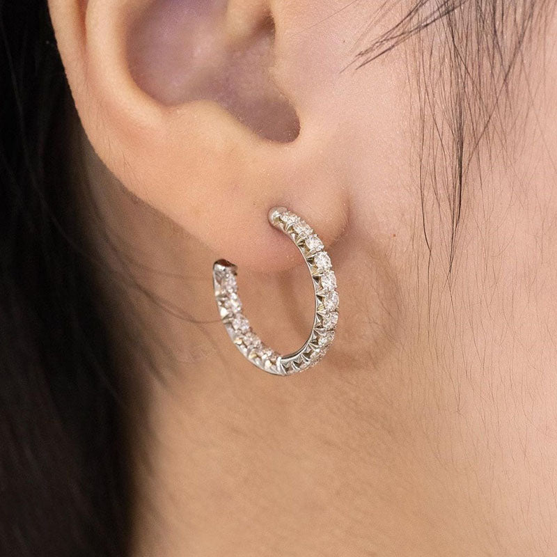 2.8CT Unique Hoop Earrings In Sterling Silver