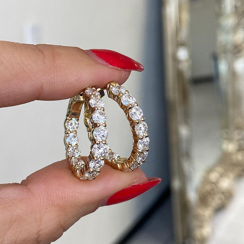 2.8CT Unique Hoop Earrings In Sterling Silver