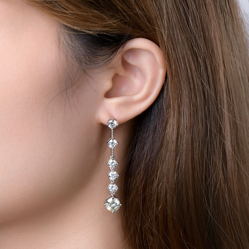 2.0Ct Enchanting Moissanite Round Cut Pendant Earrings In Sterling Silver