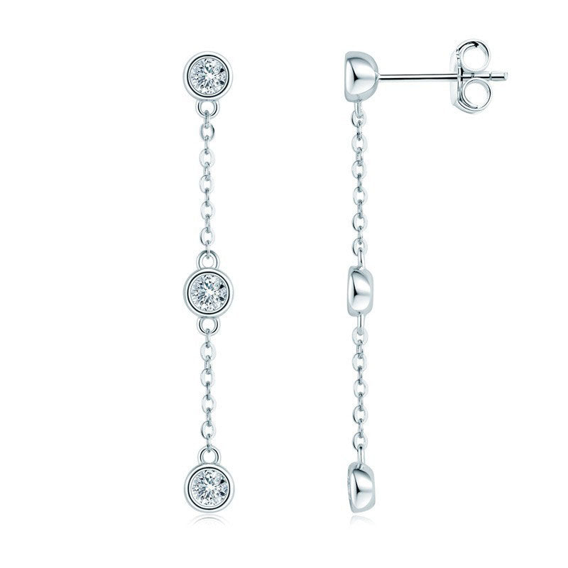 2.0Ct Enchanting Moissanite Round Cut Pendant Earrings In Sterling Silver
