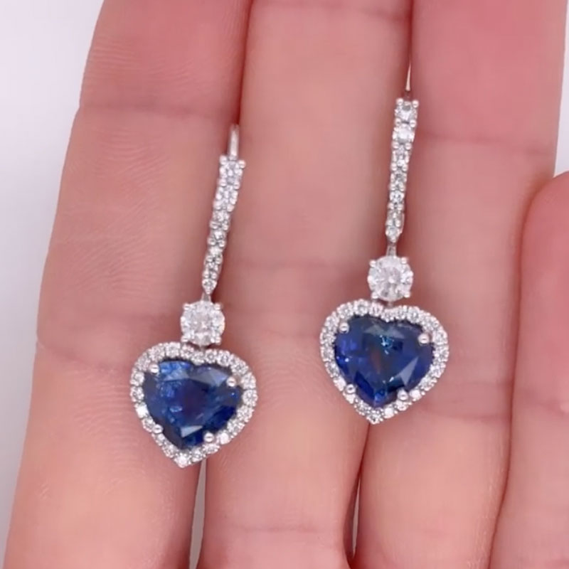 2.0Ct Elegant Blue Stone Heart Cut Women's Earrings