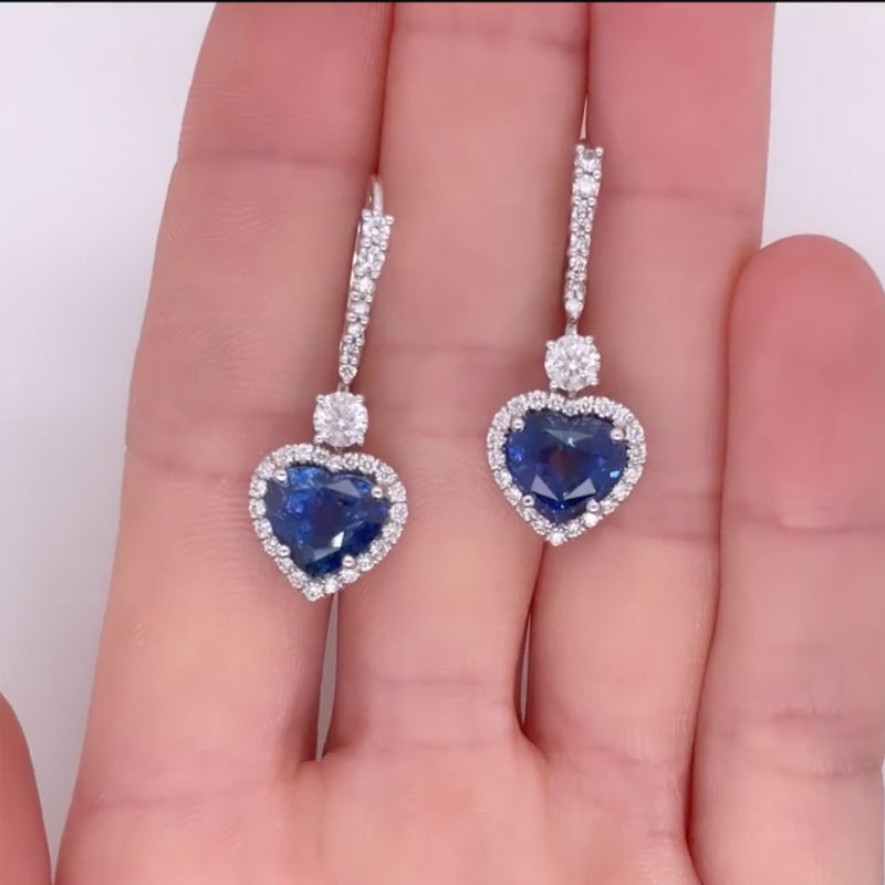 2.0Ct Elegant Blue Stone Heart Cut Women's Earrings