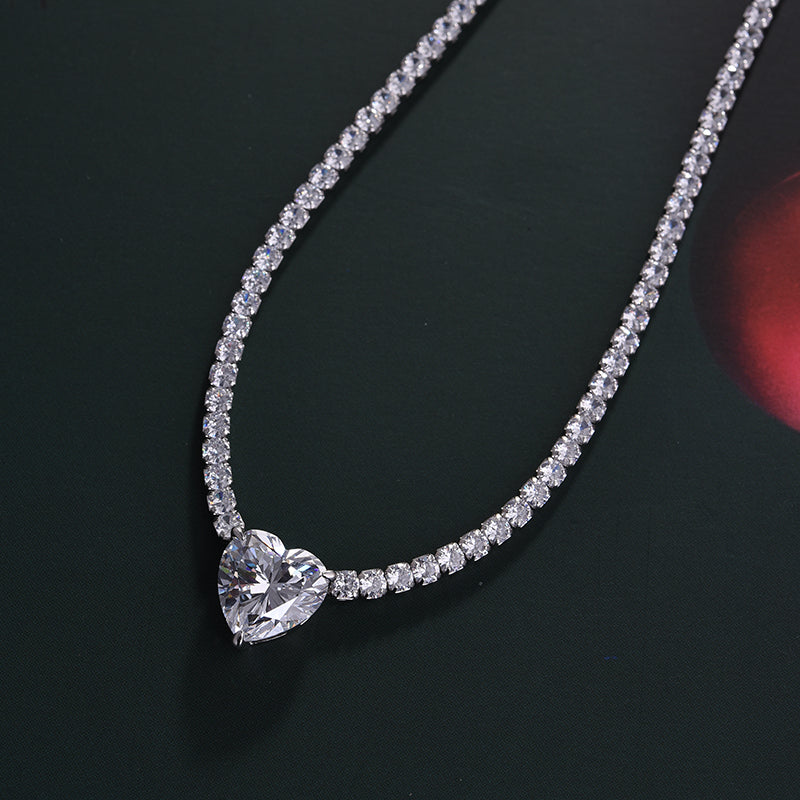 5.0Ct Elegant Heart Cut Sona Simulated Diamond Pendant with Necklace In Sterling Silver