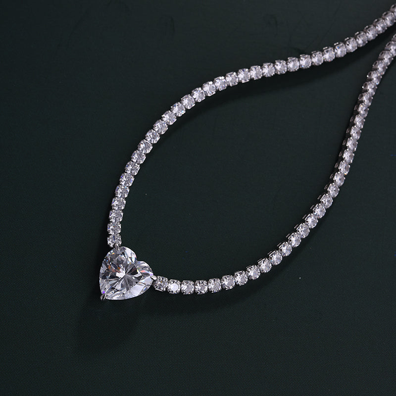 5.0Ct Elegant Heart Cut Sona Simulated Diamond Pendant with Necklace In Sterling Silver