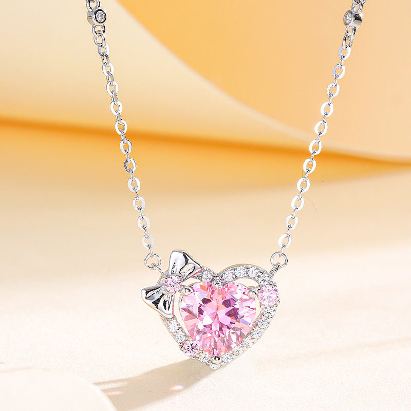 Ahabobo Halo Heart Cut Pink Stone Necklace