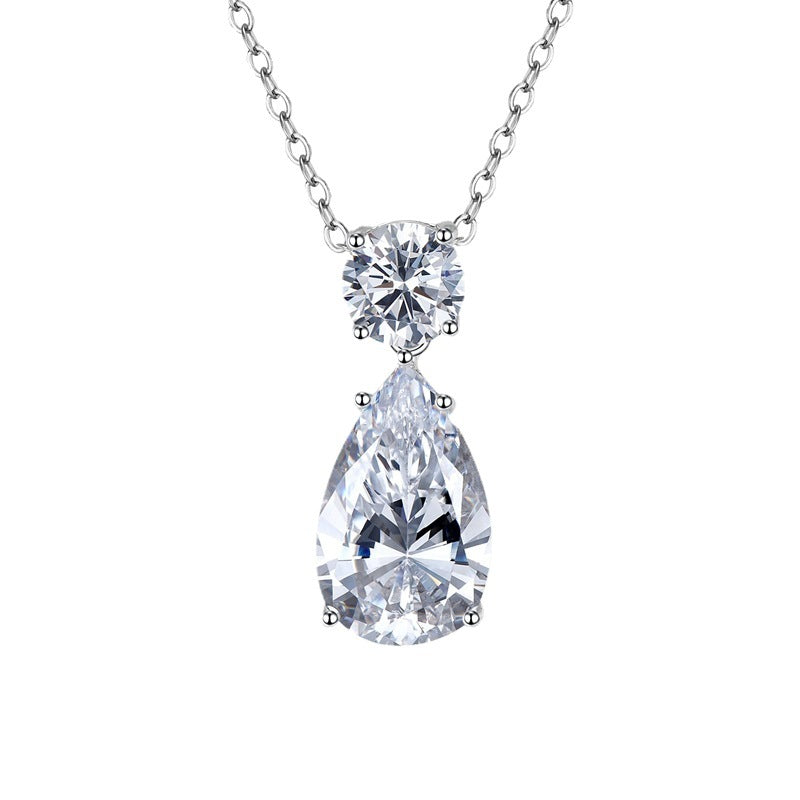 6.25 Carat Excellent Pear Cut Women's Necklace In Sterling Silver
