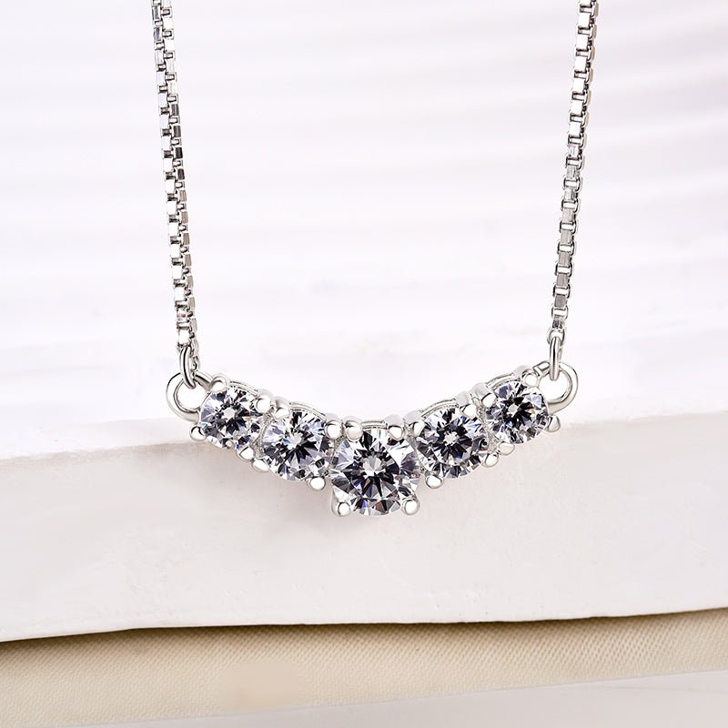 1.3Ct Special V-shaped Round Cut Necklace