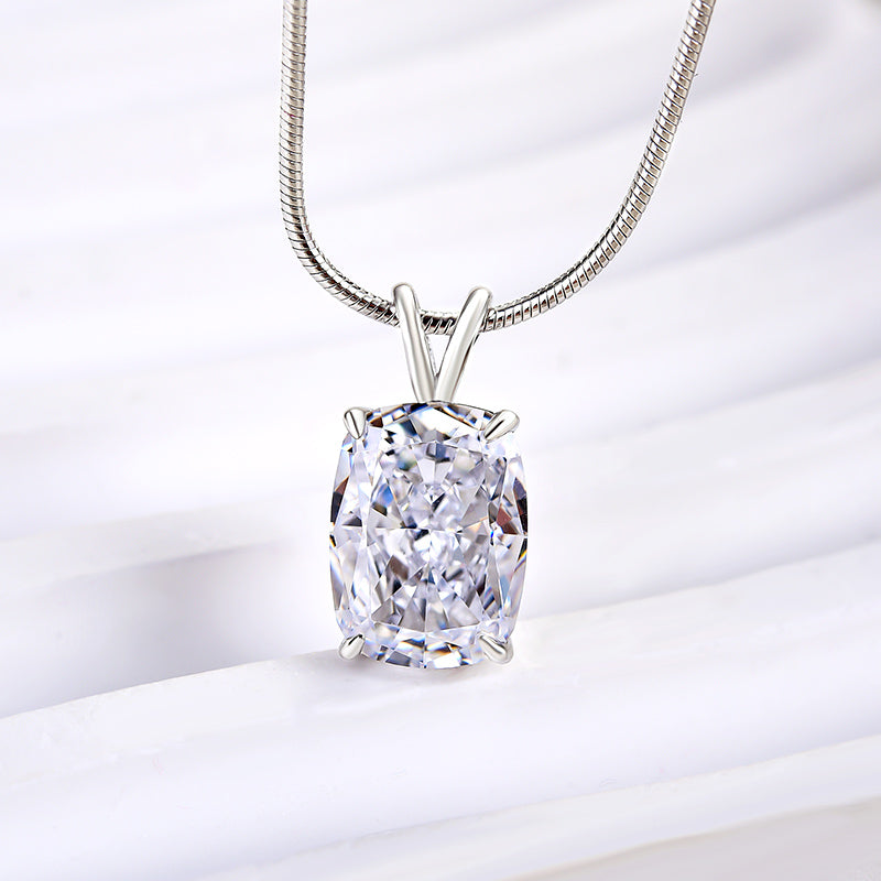 4.0Ct Sparkle Crushed Ice Cushion Cut Pendant Necklace