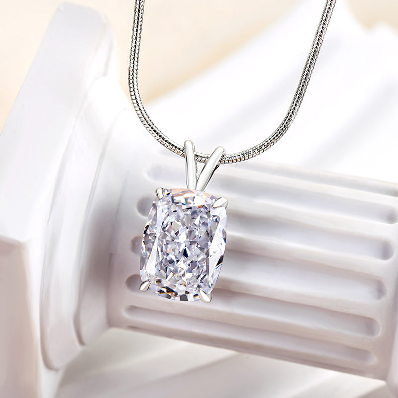 4.0Ct Sparkle Crushed Ice Cushion Cut Pendant Necklace