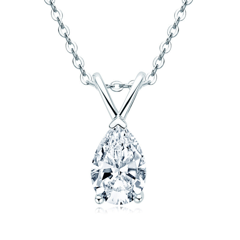 1.5 Carat Moissanite Pear Cut Pendant Necklace In Sterling Silver