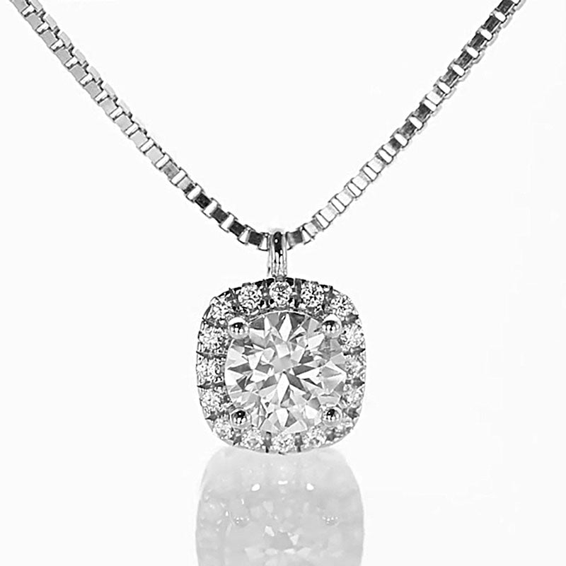 0.75Ct Moissanite Round Cut Necklace In Sterling Silver