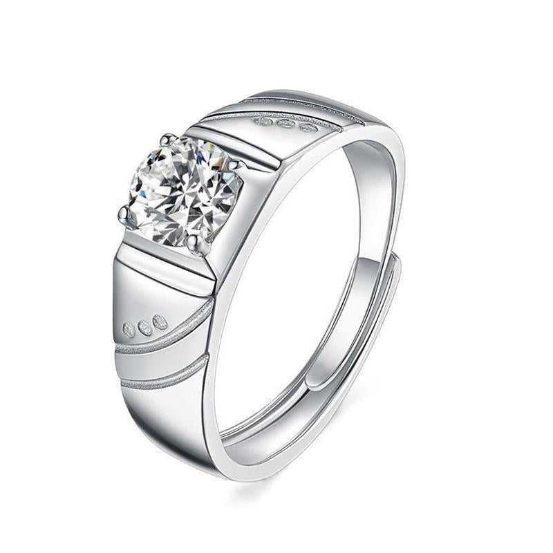 Classic Round Cut Wide Wedding Band For Band In Sterling Silver