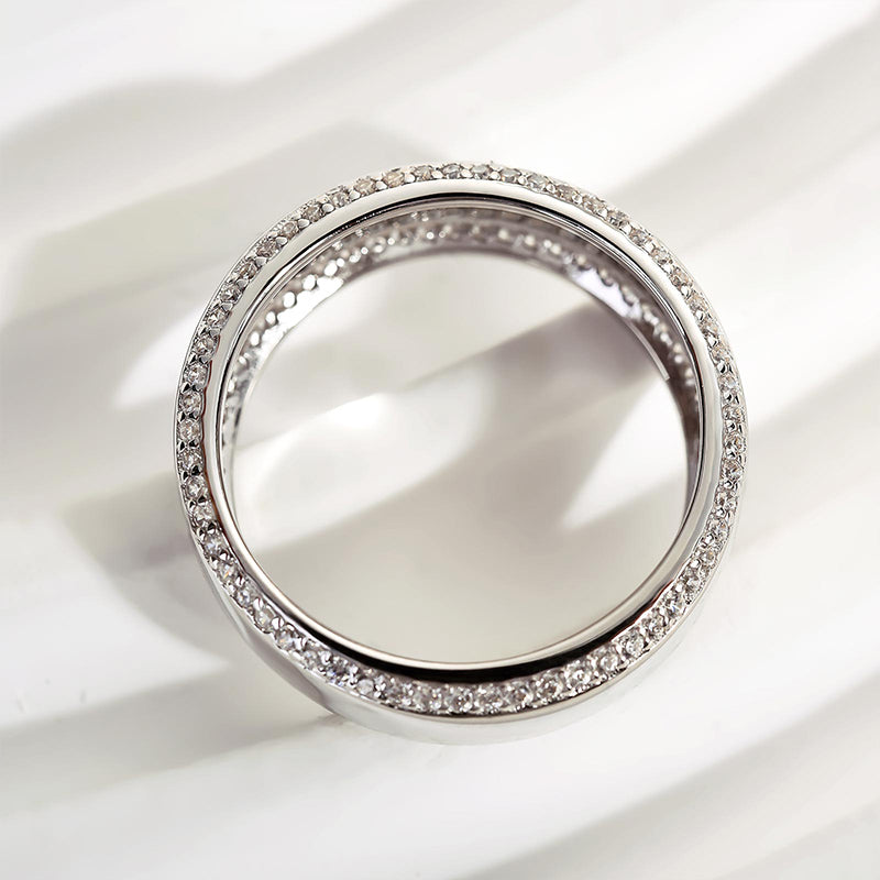 Ahabobo Classic Design White Gold Men's Wide Wedding Band