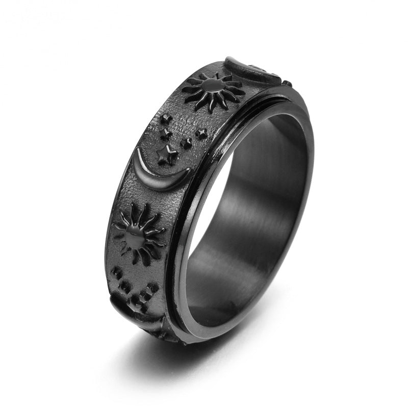 Tungsten Ring Sun Moon and Stars Anniversary Rings For Men