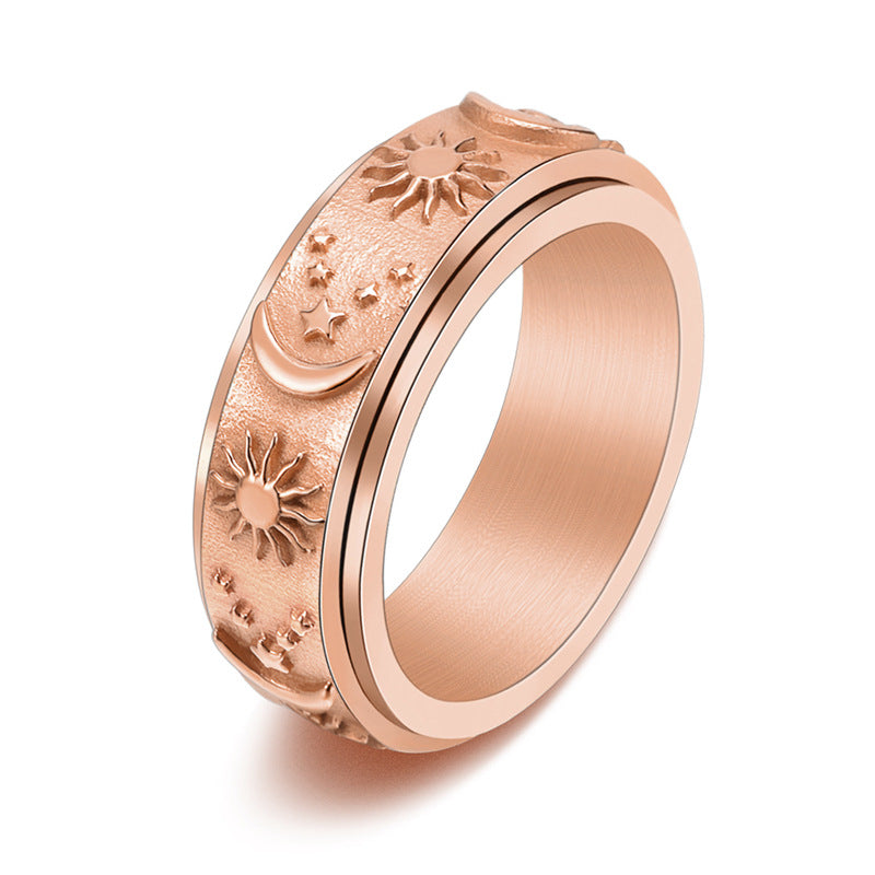 Tungsten Ring Sun Moon and Stars Anniversary Rings For Men