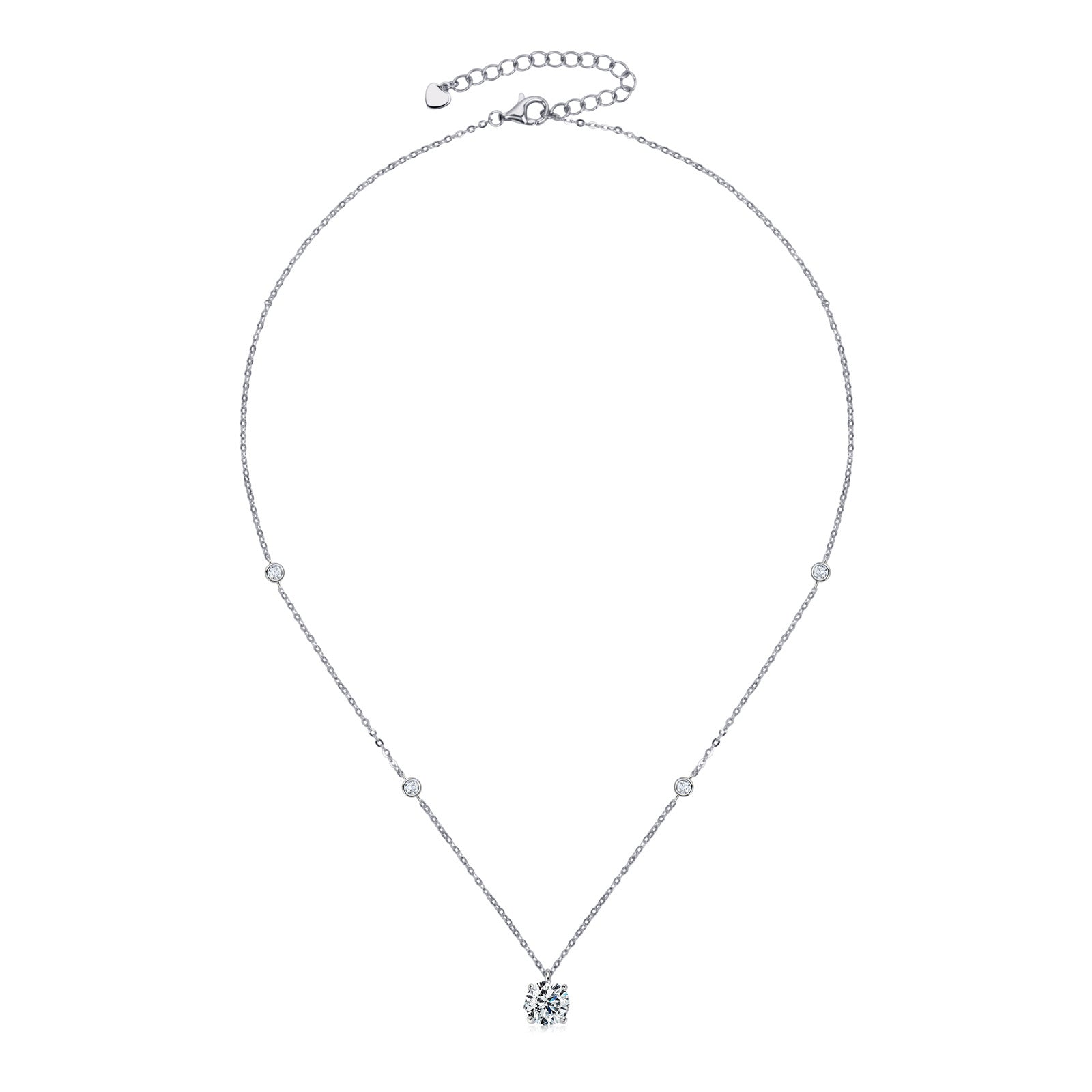 Moissanite 2.0 Carat Round Cut Pendant Necklace