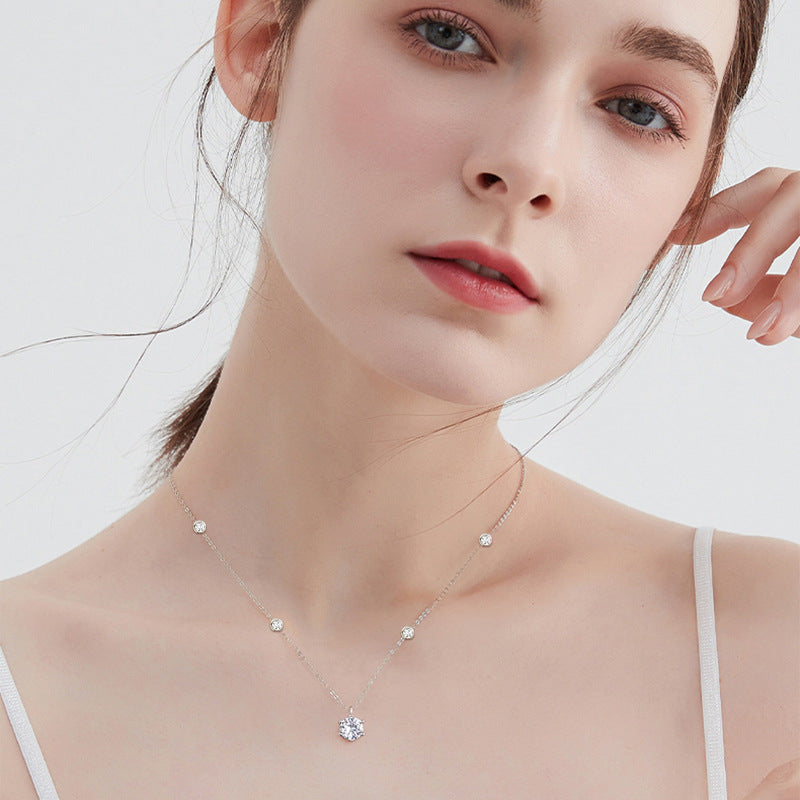 Moissanite 2.0 Carat Round Cut Pendant Necklace