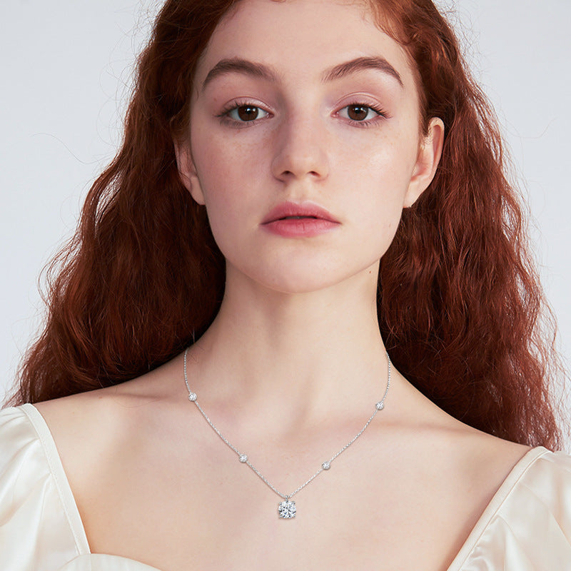 Moissanite 2.0 Carat Round Cut Pendant Necklace