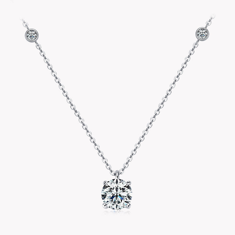 Moissanite 2.0 Carat Round Cut Pendant Necklace