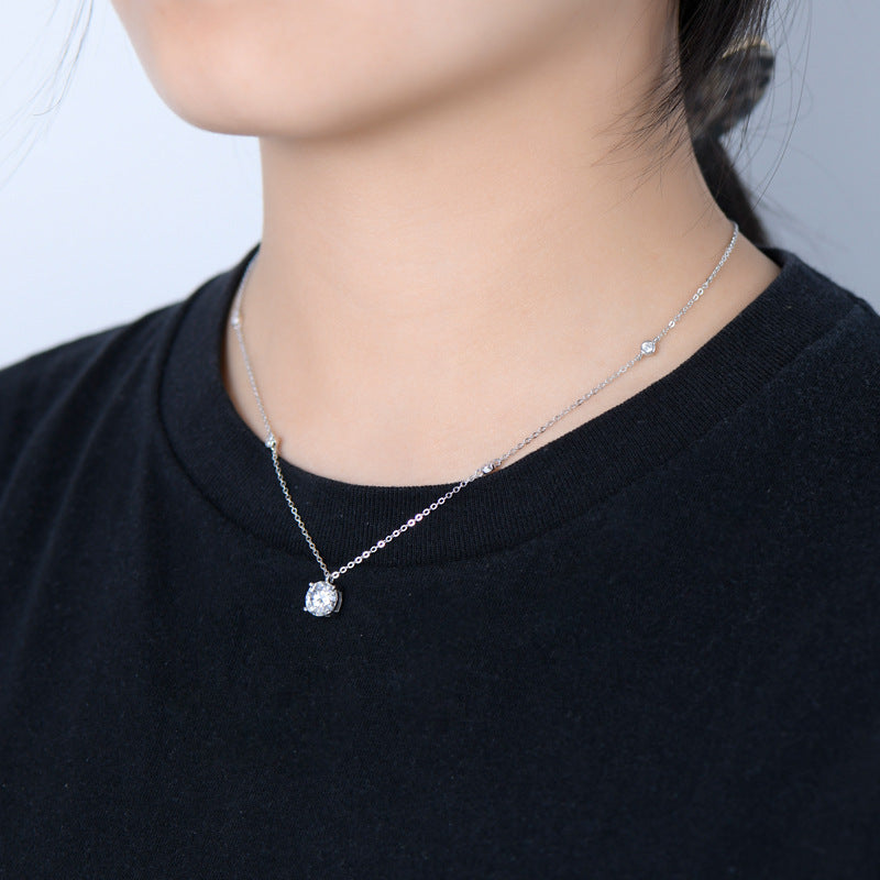 Moissanite 2.0 Carat Round Cut Pendant Necklace