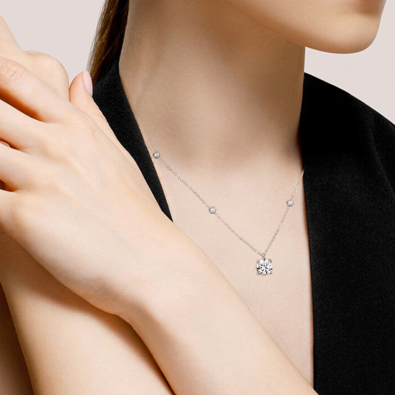 Moissanite 2.0 Carat Round Cut Pendant Necklace
