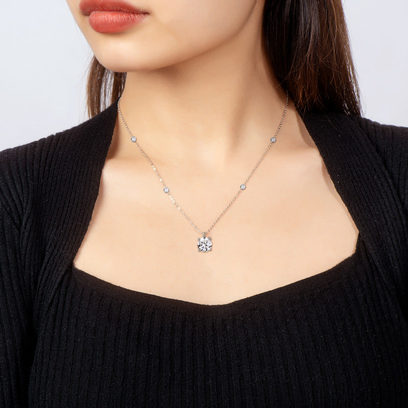 Moissanite 2.0 Carat Round Cut Pendant Necklace