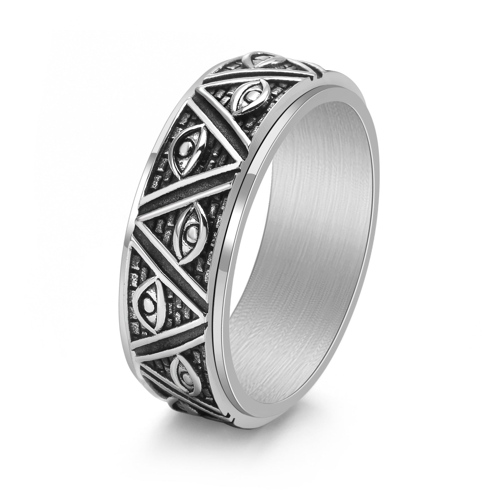 Tungsten Carbide Triangular Pyramid The Eye of God Men's Wide Wedding Band