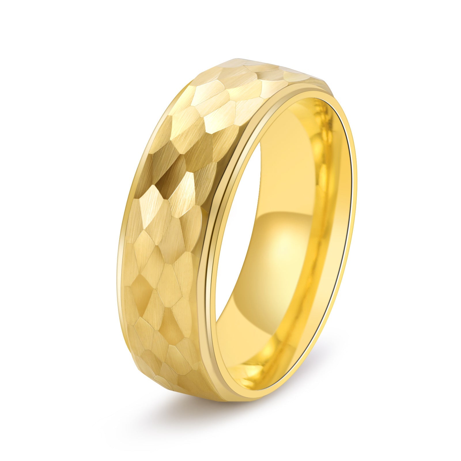 Ahabobo Classic Tungsten Carbide Hammered Texture Men's Wide Wedding Band