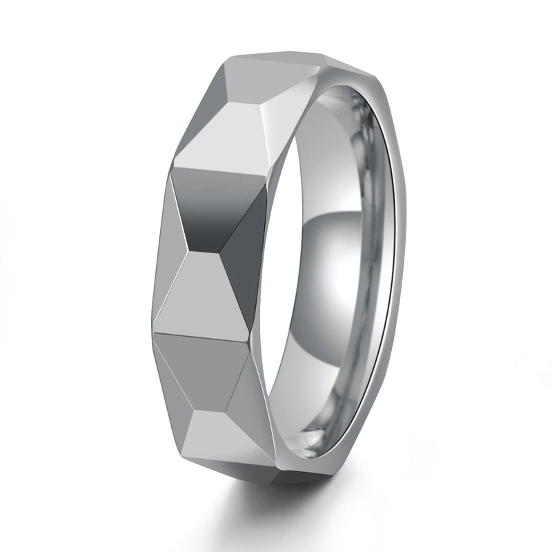 Ahabobo Fashion Tungsten Carbide Rhomboid Men's Wide Wedding Band