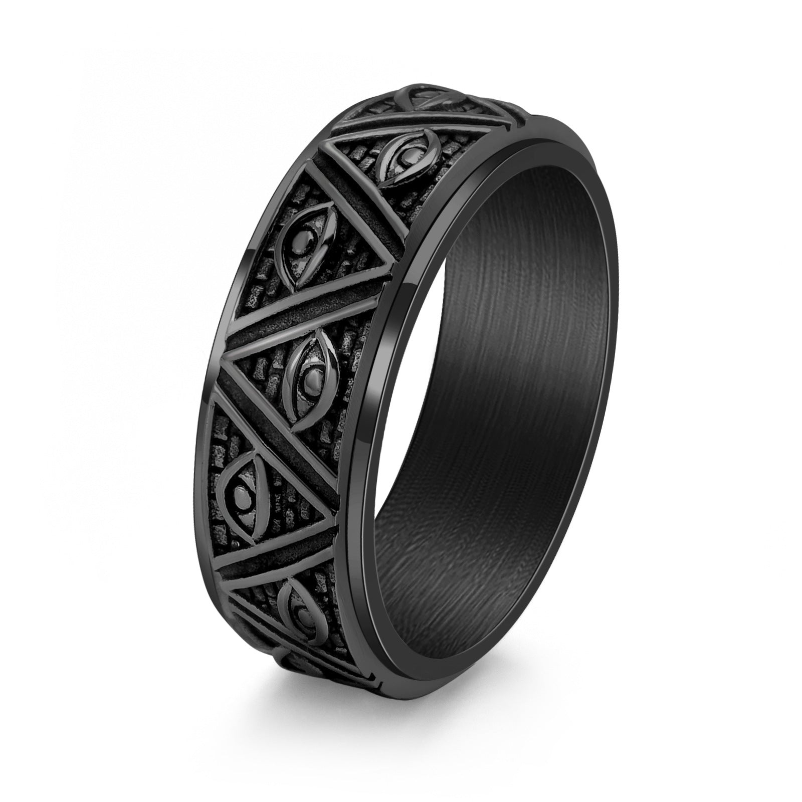 Tungsten Carbide Triangular Pyramid The Eye of God Men's Wide Wedding Band