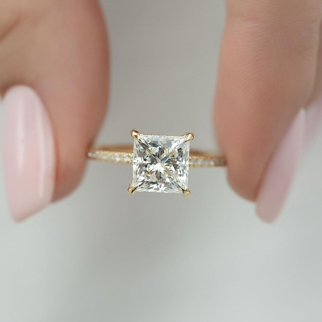 Sparkle Square Princess Cut Engagement Ring For Women In Sterling Silver