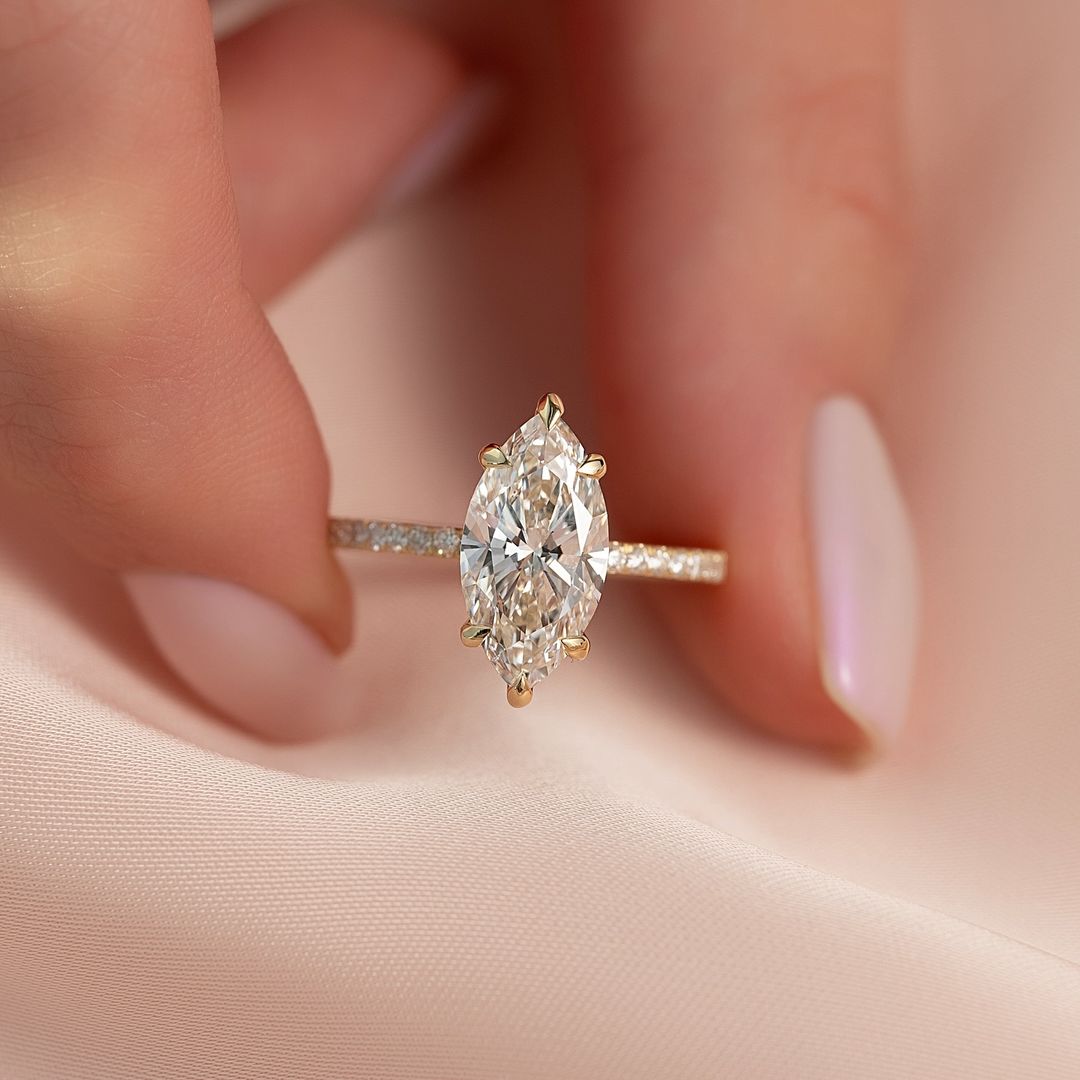 Exclusive Marquise Cut Engagement Ring In Sterling Silver