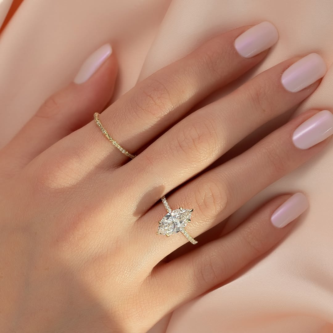 Exclusive Marquise Cut Engagement Ring In Sterling Silver
