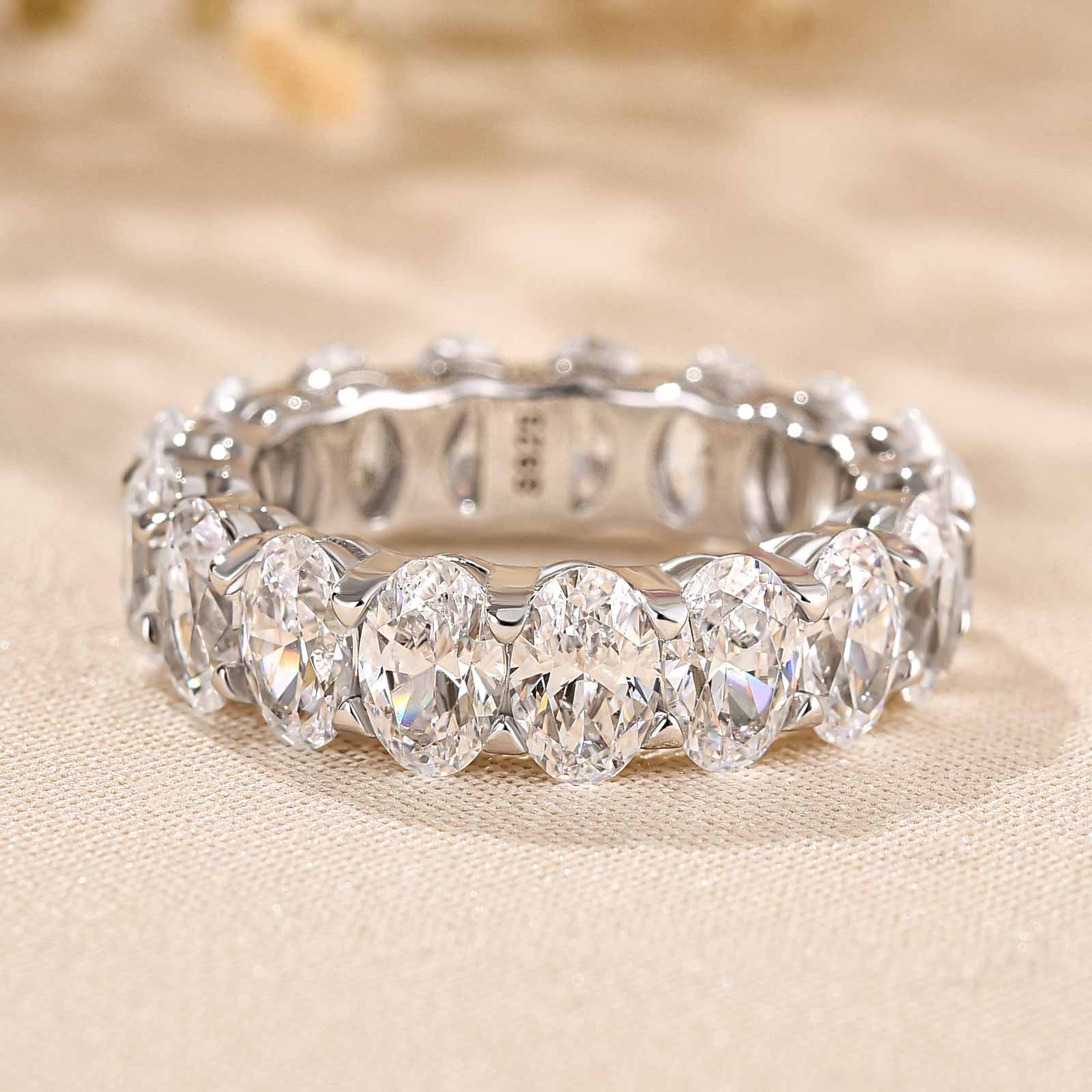 Eternity Oval Cut Simulated Diamonds Wedding Band