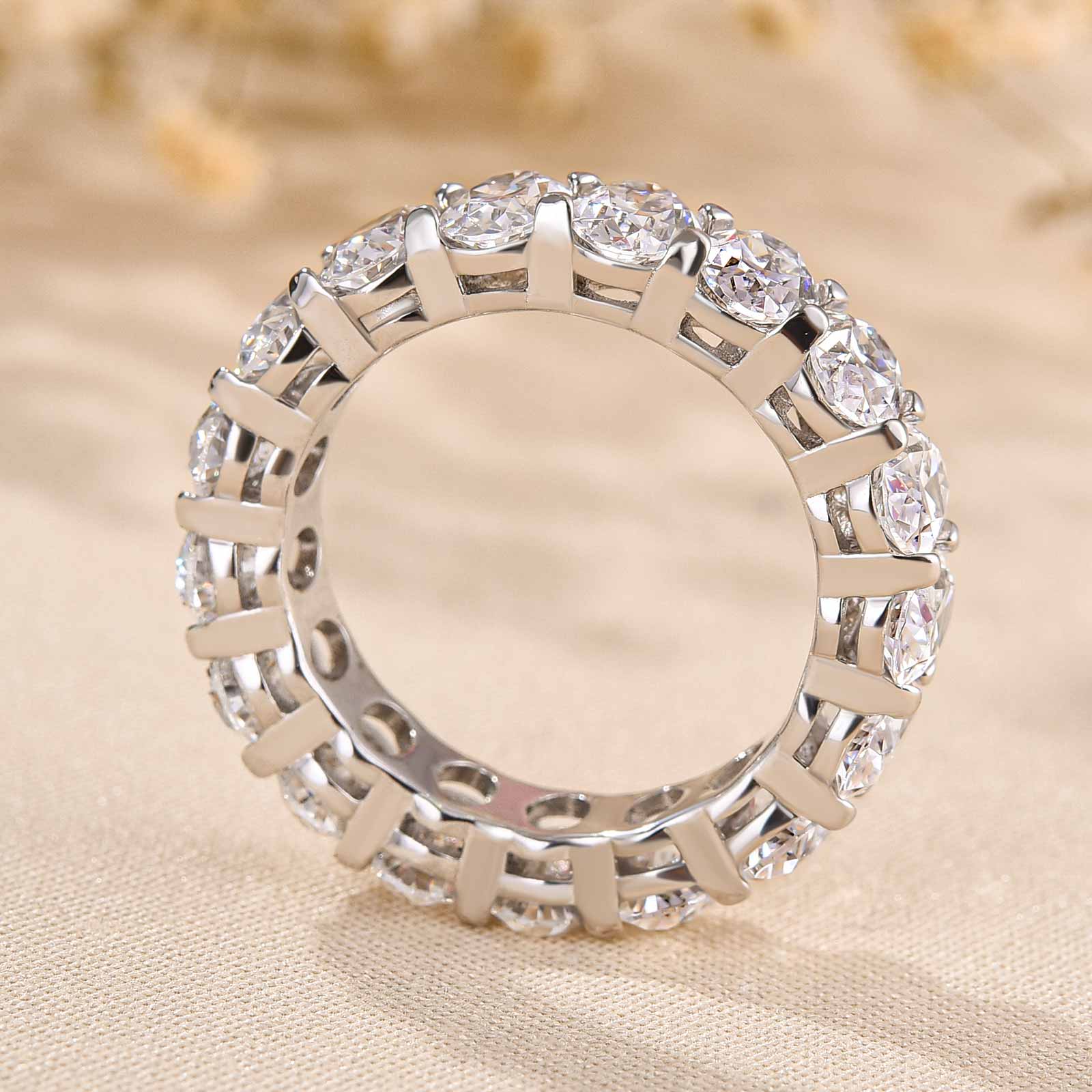 Eternity Oval Cut Simulated Diamonds Wedding Band