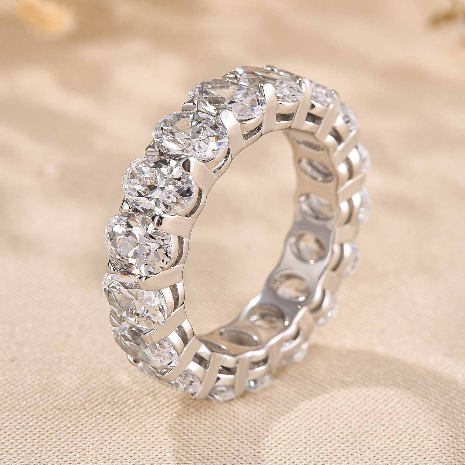 Eternity Oval Cut Simulated Diamonds Wedding Band