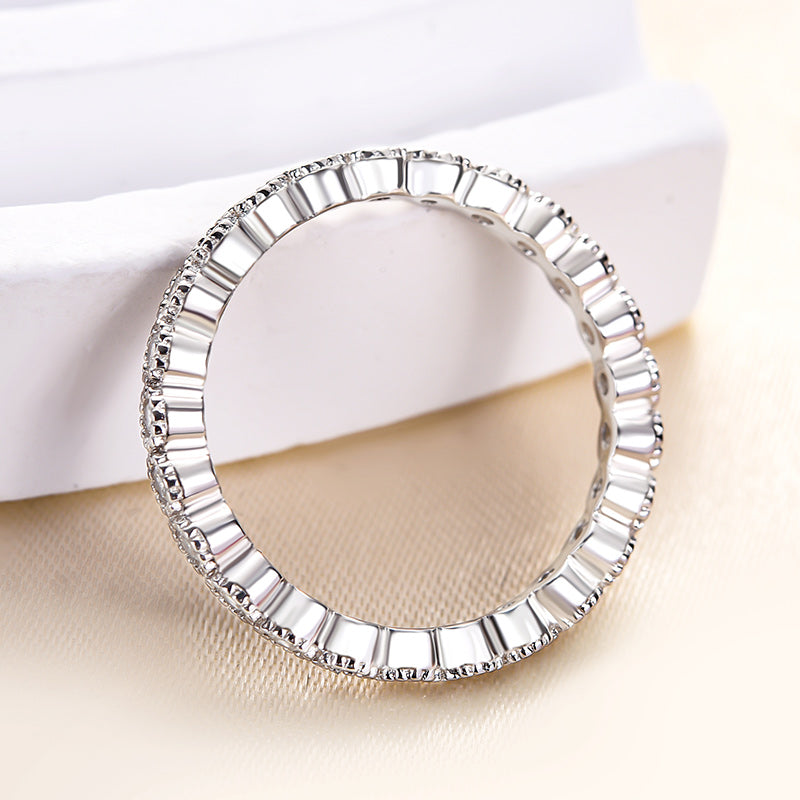Vintage Pave Wedding Band In Sterling Silver