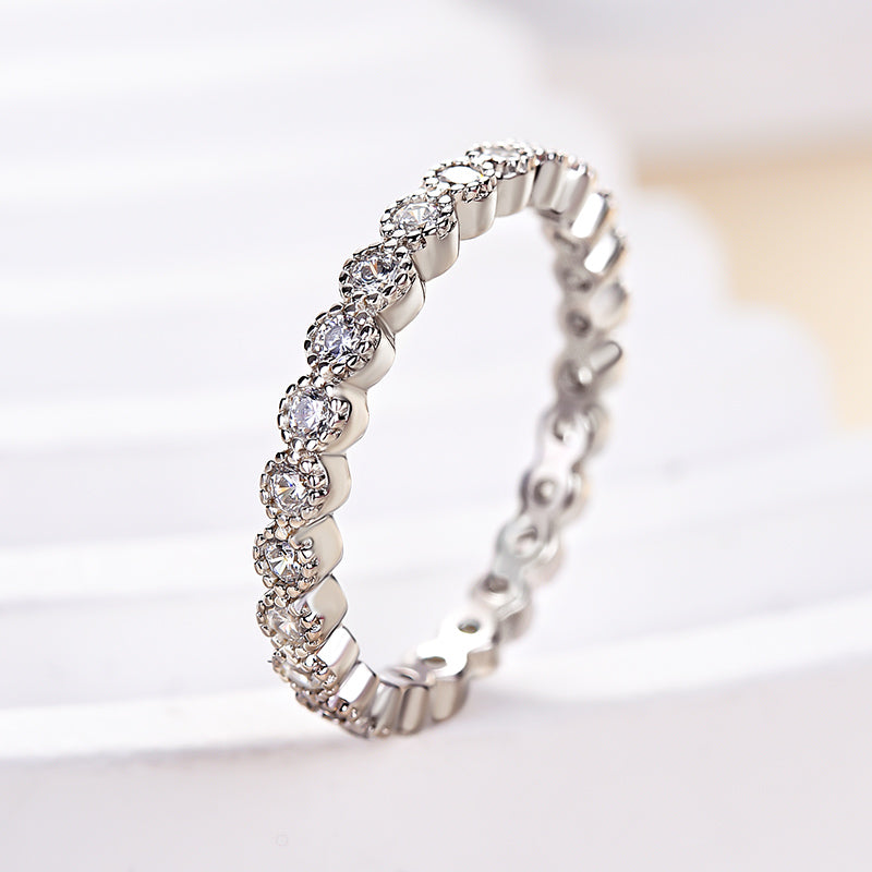 Vintage Pave Wedding Band In Sterling Silver