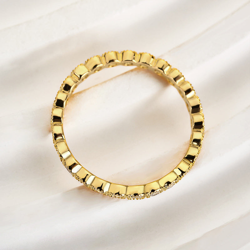 Vintage Pave Wedding Band In Sterling Silver